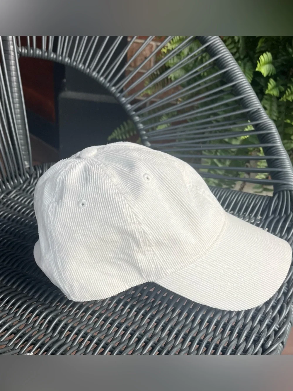 Brandy Melville East Hampton NY White Corduroy Baseball Hat